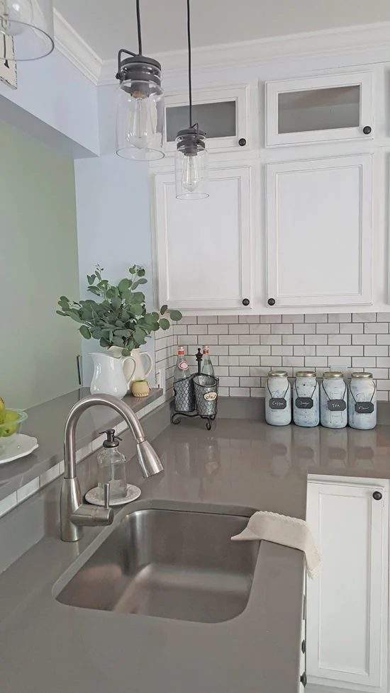 White Kitchen Remodel With Grey Counter, The Honeycomb Home