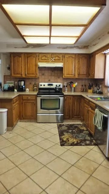 kitchen without wallpaper before grey and white makeover, House For Five featured on Bekob