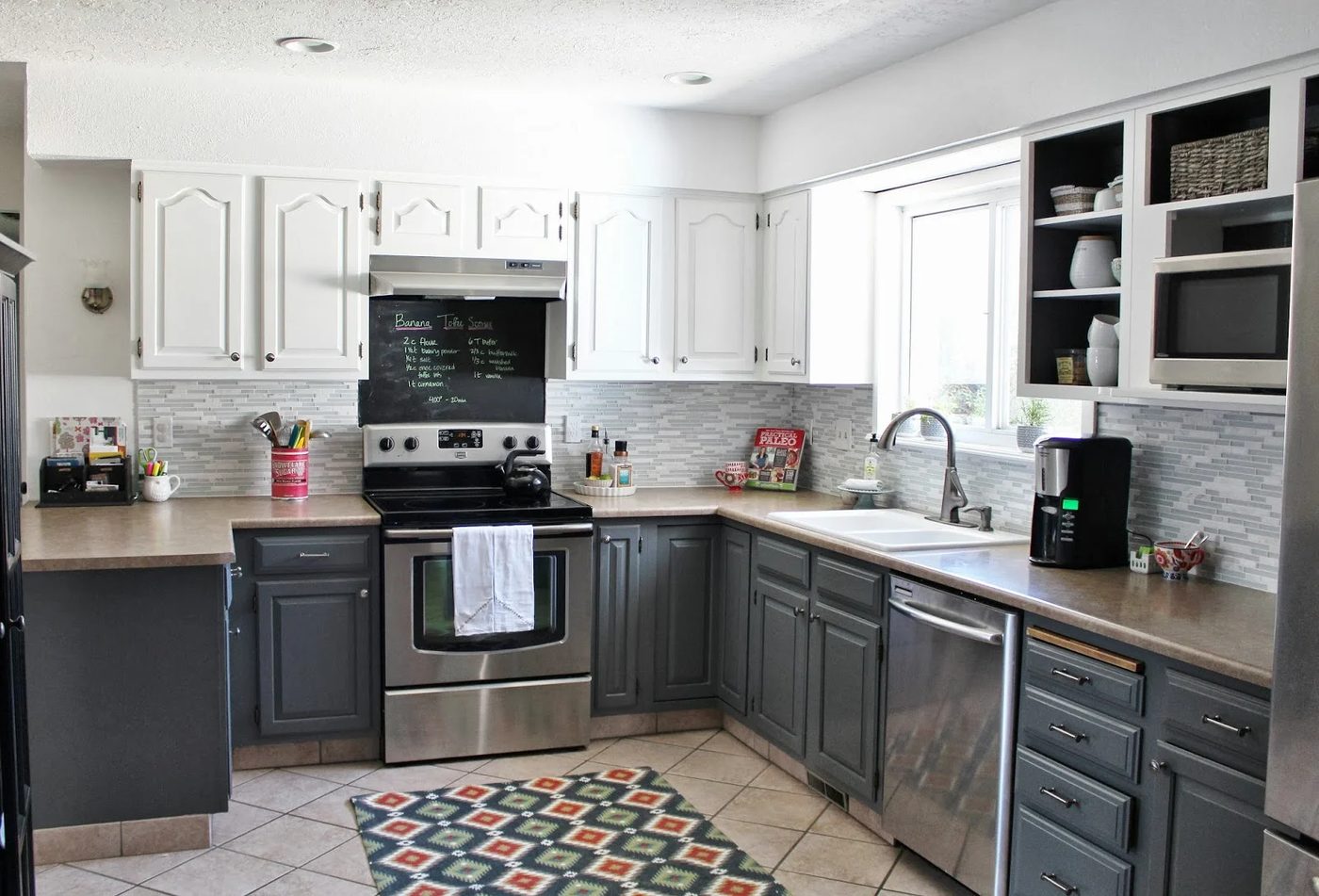 grey and white painted kitchen reveal, House For Five featured on Bekob