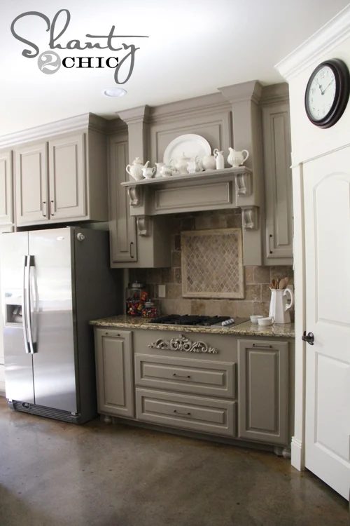 gray kitchen cabinets, Shanty2Chic
