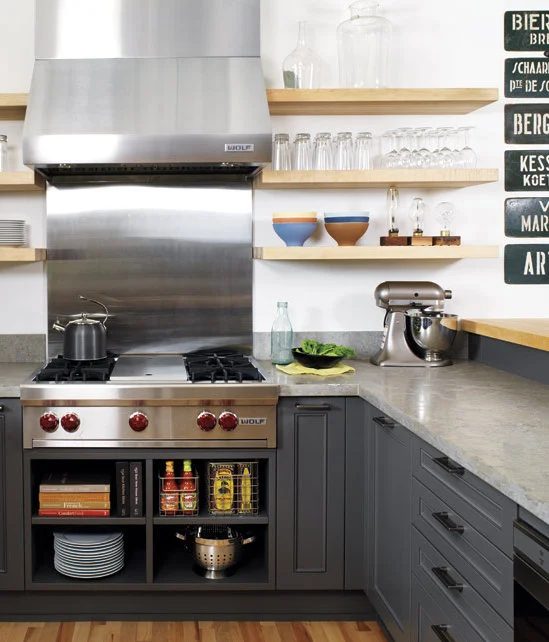 charcoal gray kitchen, Style At Home via Decorpad