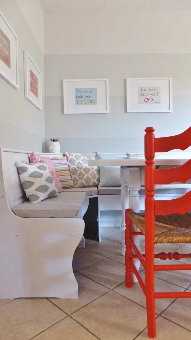 grey striped kitchen nook, House For Five featured on Bekob
