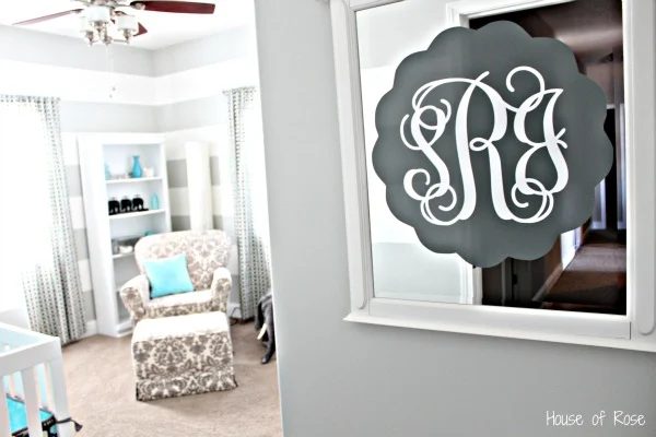 Monogram Mirror Baby Grey And White Nursery