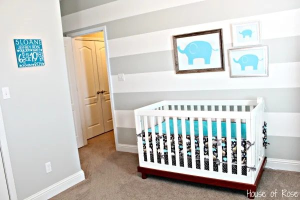 Grey and White Striped Nursery and RA 127