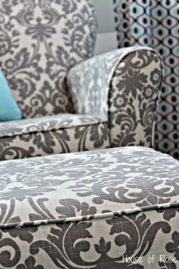 Damask Rocking Chair In Striped Baby Nursery2