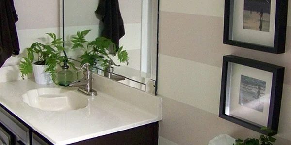 Guest Bathroom Makeover With Painted Striped Walls