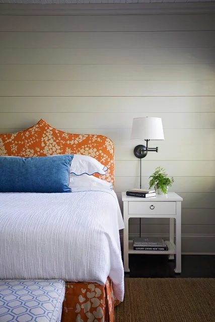 teardrop ogee orange floral headboard, Abney and Morton via Blue Chickadee