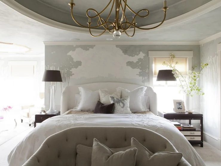 arched wingback upholstered headboard in white via DecorPad