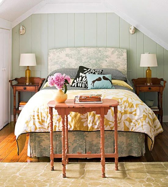 direct arched patterened toile headboard via BHG