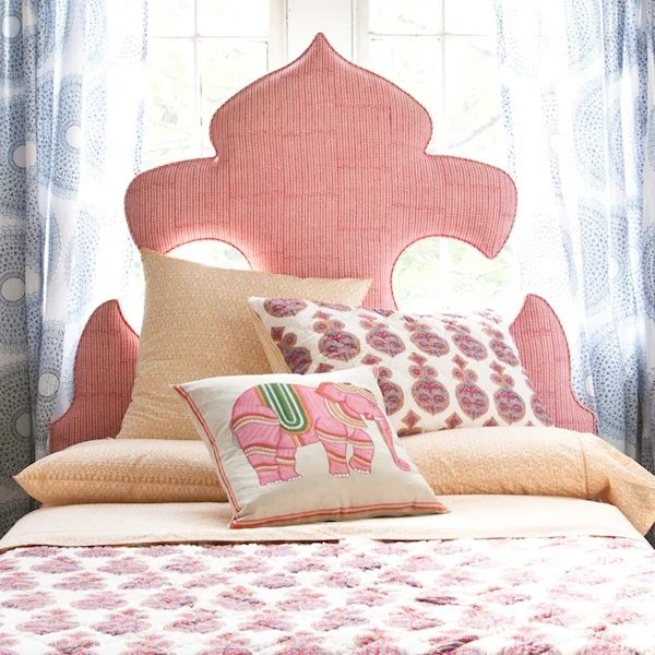 fleur de lis moroccan inspired ornate headboard, John Robshaw via So Haute Style