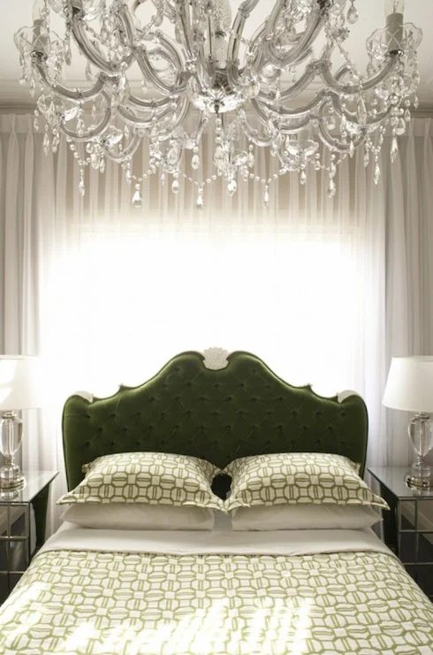 inset keystone tufted headboard in green via DecorPad