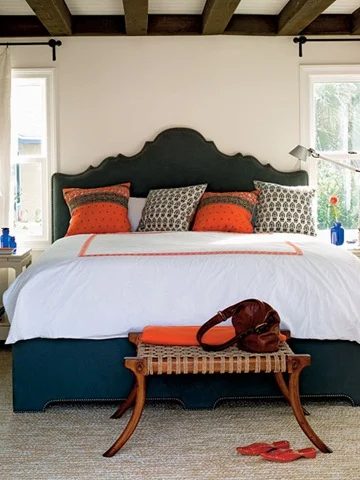 curvy ornate black keystone headboard, Coastal Living via Centsational Girl