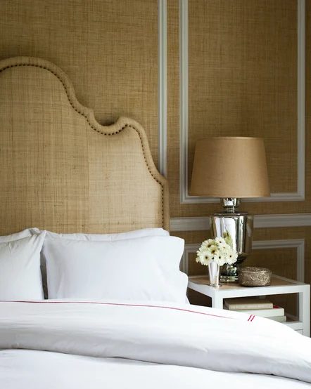 burlap ornate camelback headboard via DecorPad