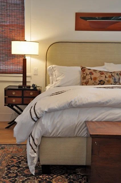 direct rounded rectangle upholstered headboard via Velvet and Linen