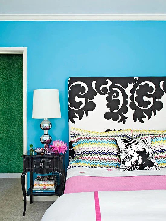 bold patterned rectangle headboard via BHG