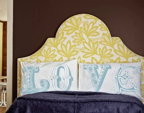direct cathedral scooped keystone headboard in green flower print via Country Living