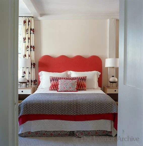 tall red curvy wave headboard via The Interior Archive