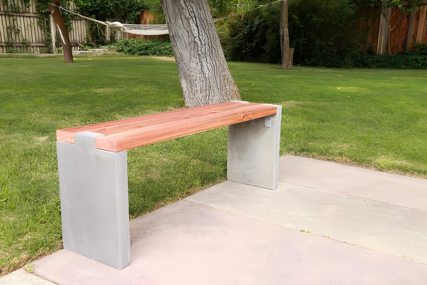 Handmade Modern Concrete And Redwood Bench @Bekob 8420 122641