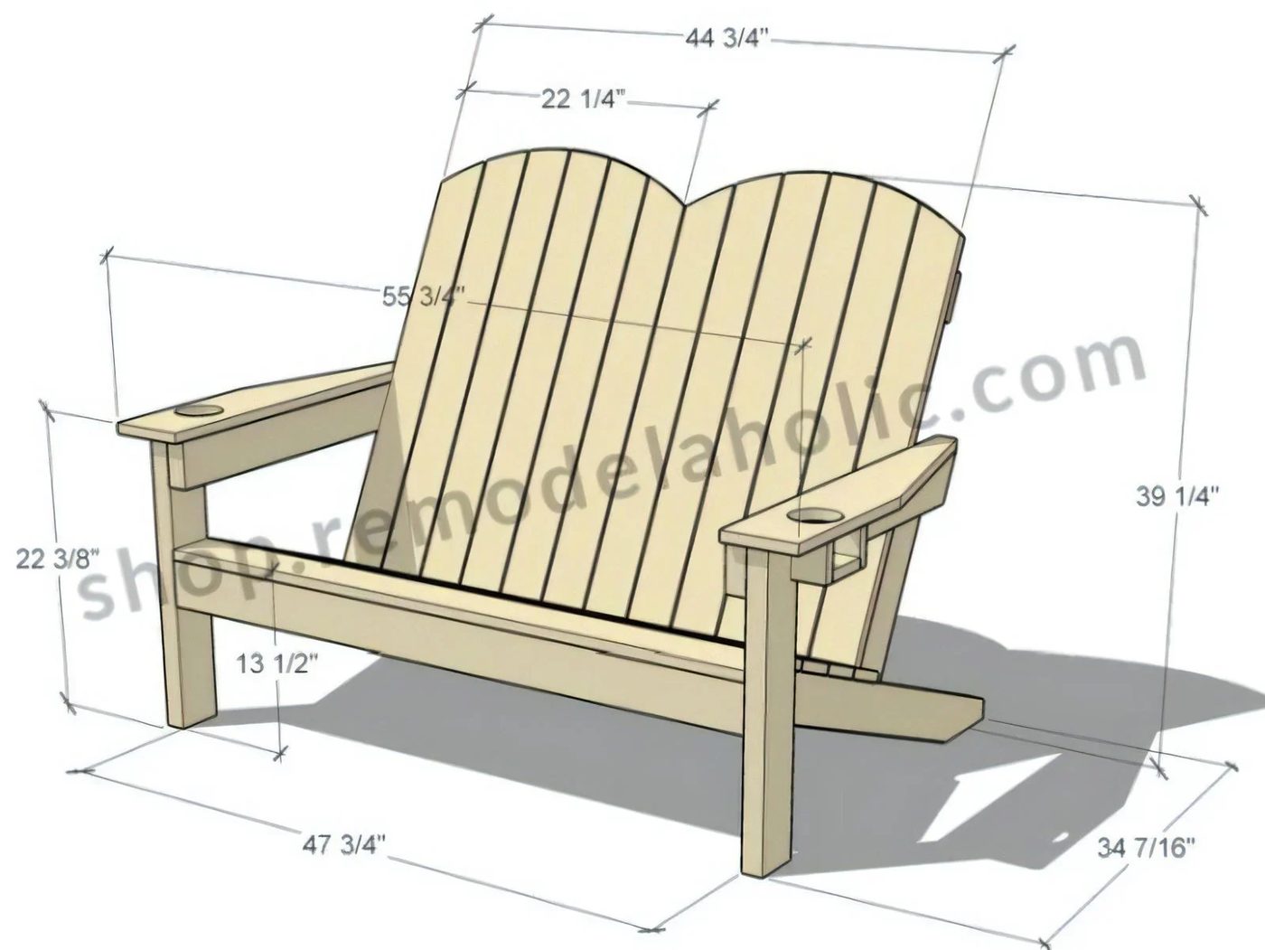 20 Diy 2 Seat Adirondack Bench Woodworking Plan Dimensions Bekob 010205