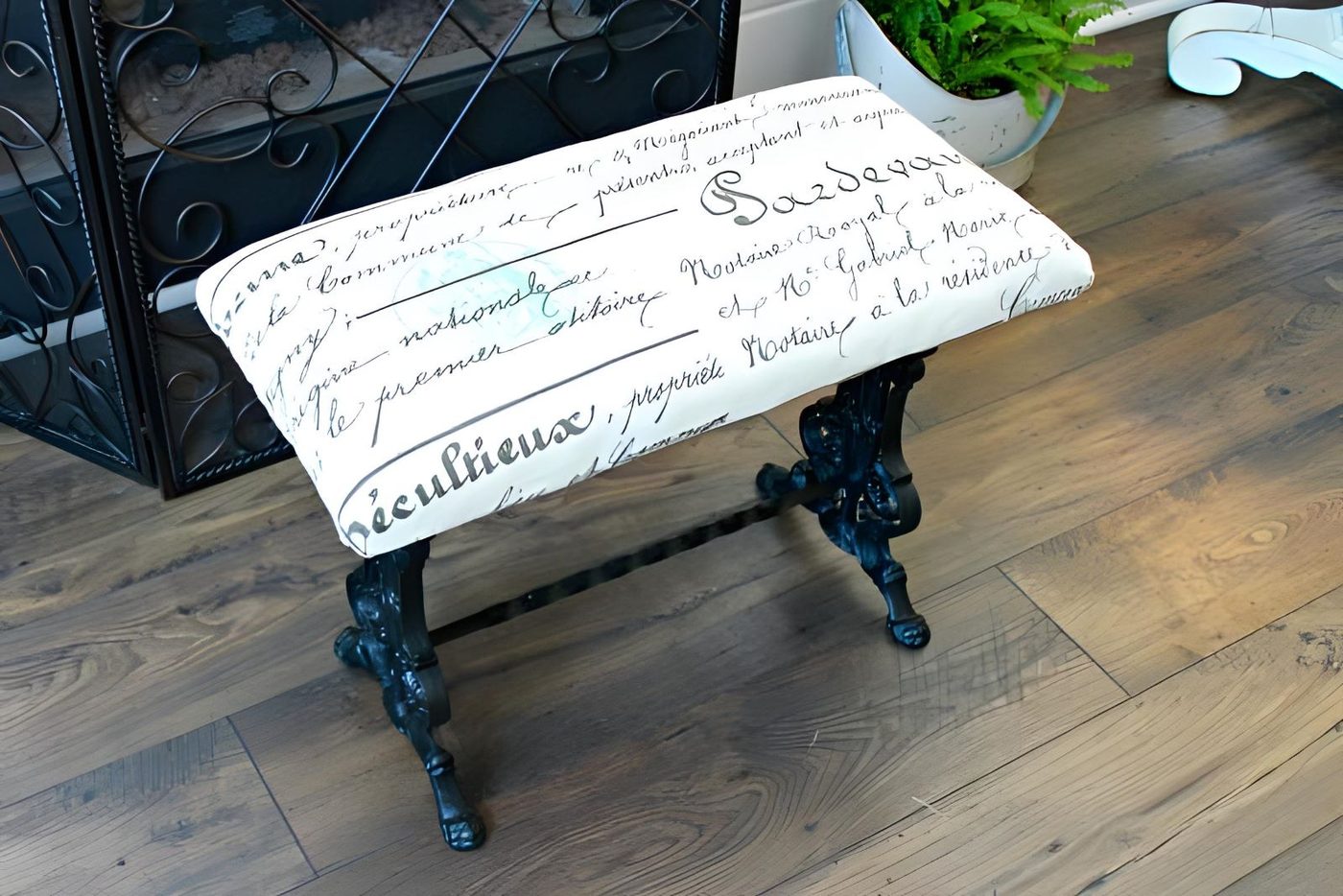 French Wrought Iron Bench Makeover 122626