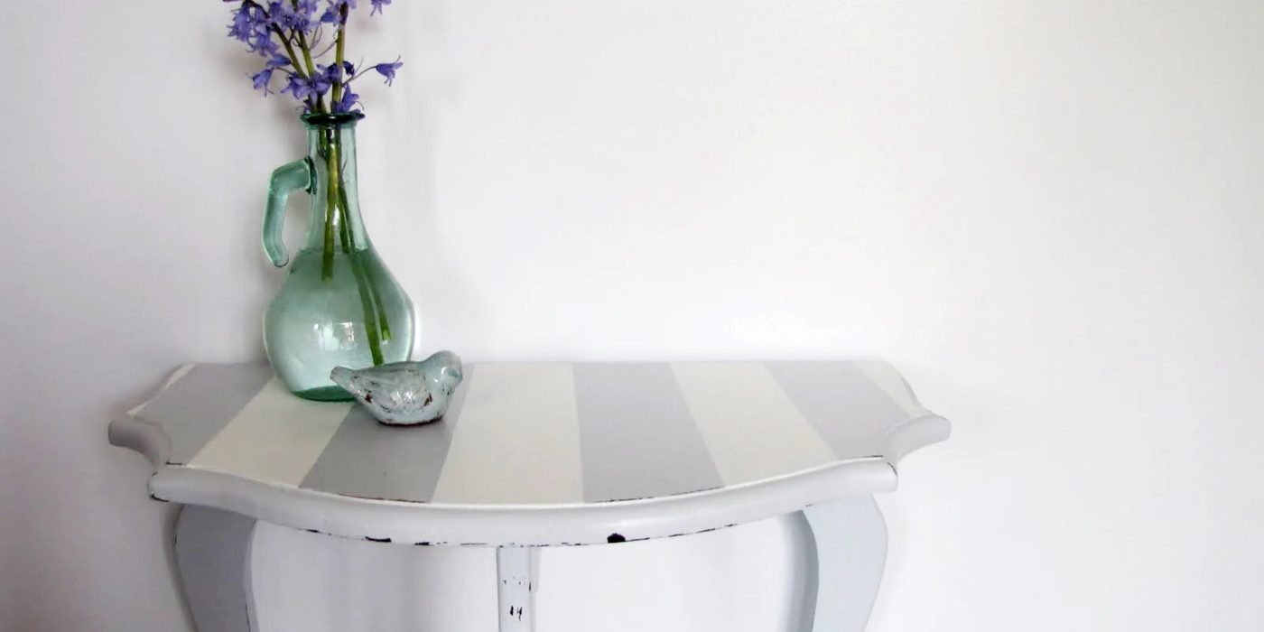 Striped Half-Moon Table