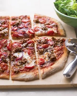 Hamburger and Grape-Tomato Pizza Recipe