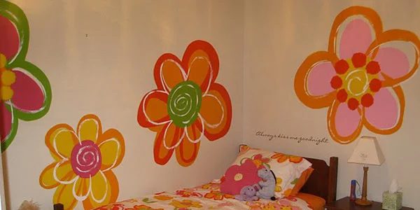 Hand Painted Flowers for Little Girls Room