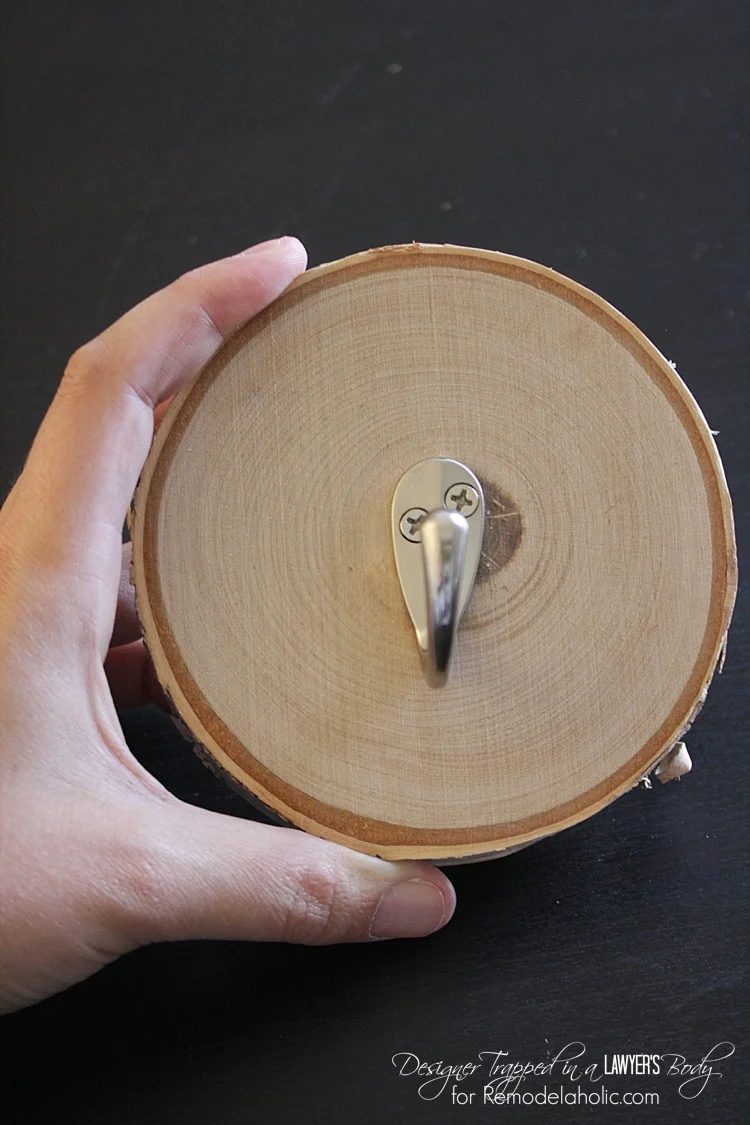 birch wood slices and a metal hook for hanging stockings anywhere, by Designer Trapped in a Lawyer's Body featured on Bekob