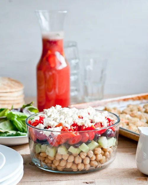layered greek chickpea salad