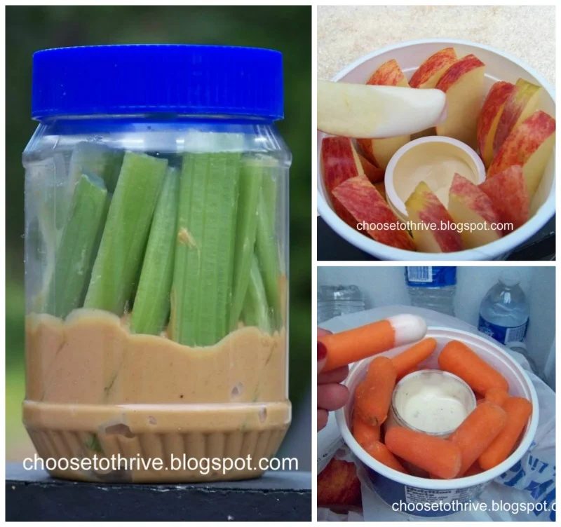 straightforward on the go snacks -- carrots, apples, and celery