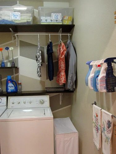Handmade Laundry Room Makeover With Herringbone Painted Wall By Design Build Love Featured On Bekob