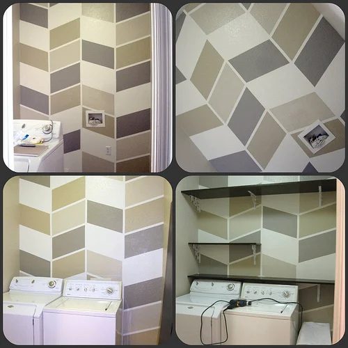 Painted Herringbone Wall By DesignBuildLove Featured On Bekob