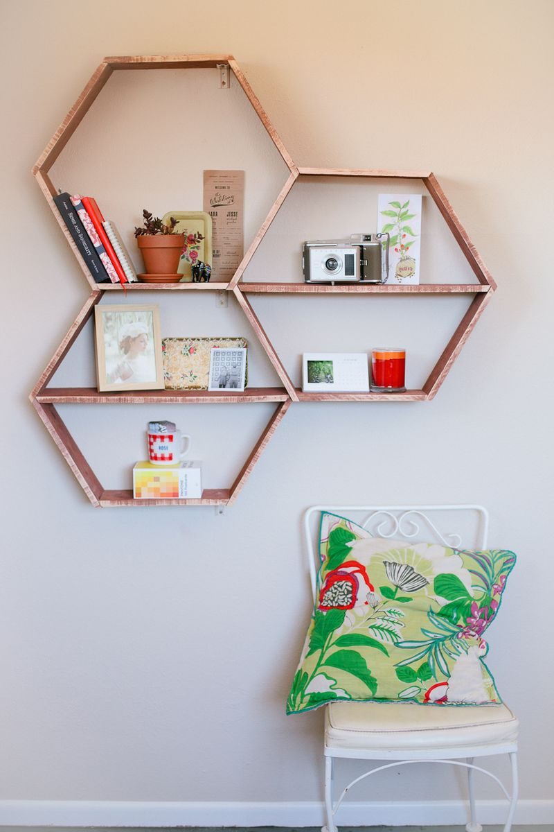 handmade honeycomb wall shelves, A striking Mess