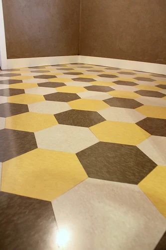 handmade hexagon vinyl tile, Kara Paslay Designs