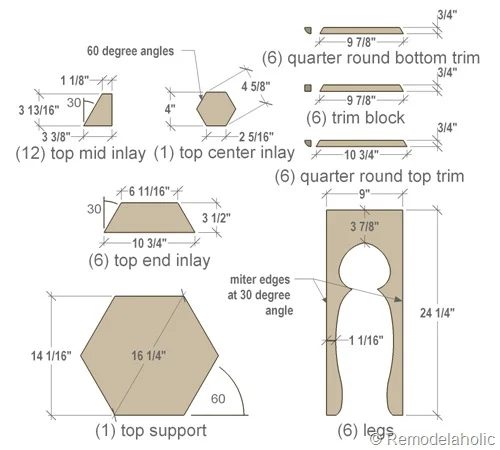 moroccan table cut list diagram