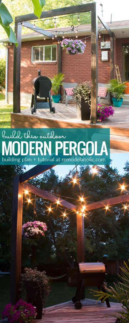 How To Build An Modern Deck Pergola For Summer Outdoor Lighting And Hanging Planters @Bekob