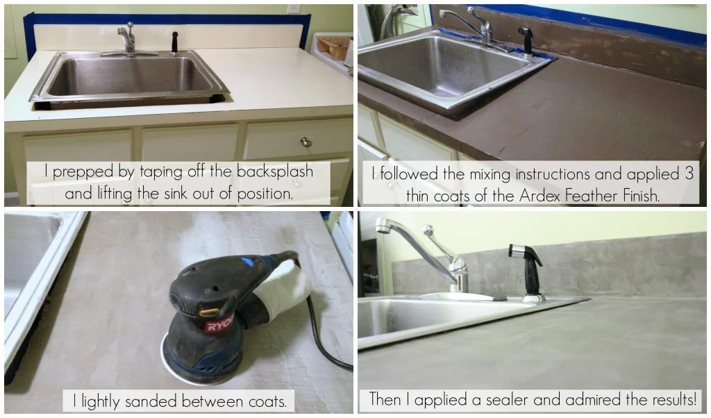 low cost laundry room makeover with concrete countertops, featured on Bekob