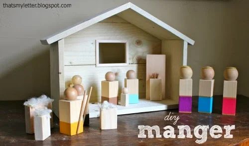 handmade wood manger and nativity for kids - That's My Letter via @Bekob