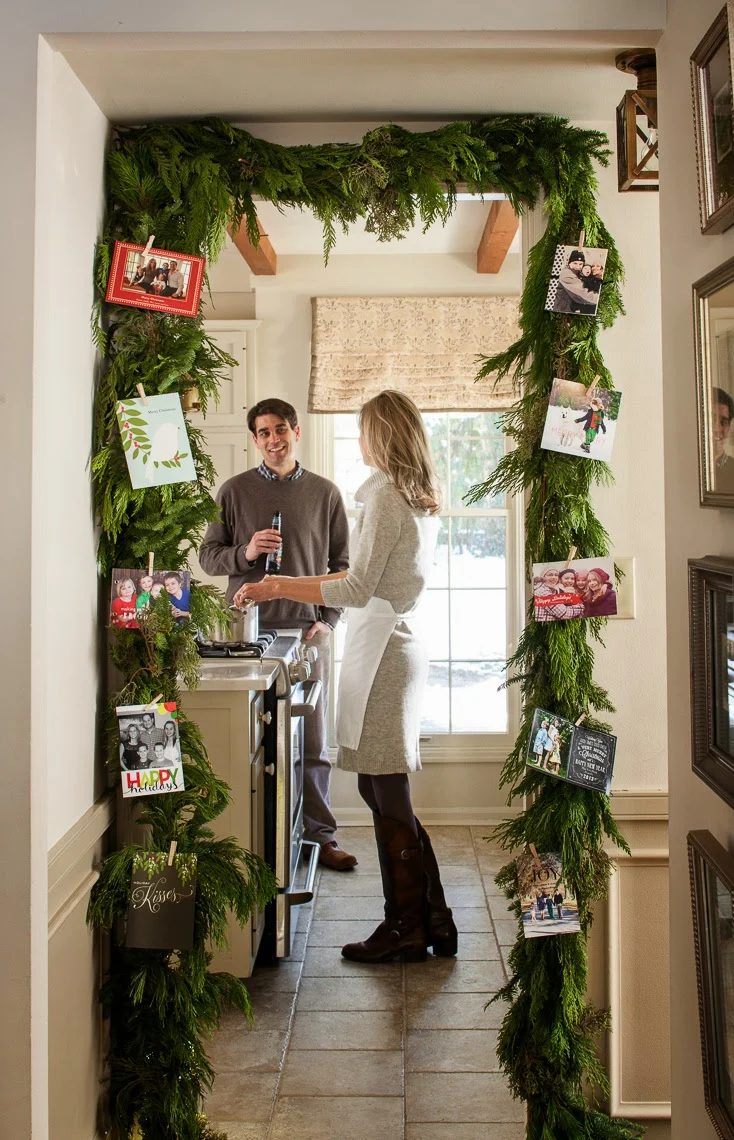 pine garland for Christmas cards - Nine and Sixteen with Midwest Living via @Bekob