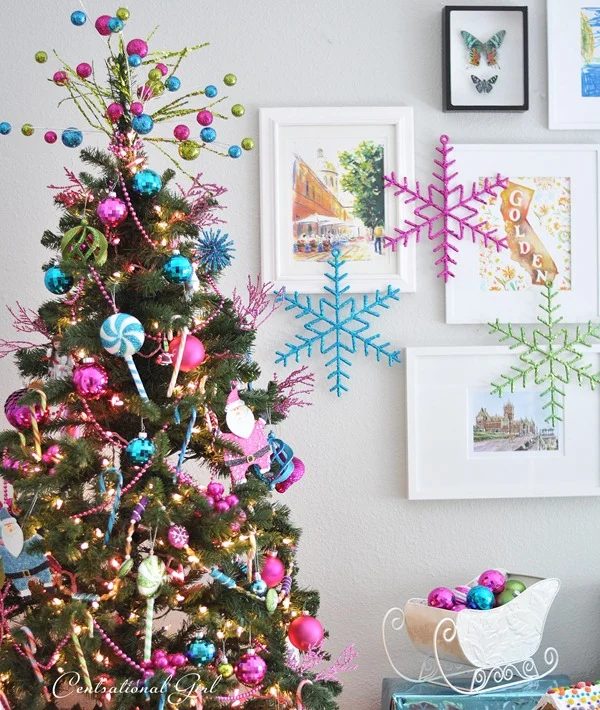 large snowflake ornaments on gallery wall - Centsational Girl via @Bekob