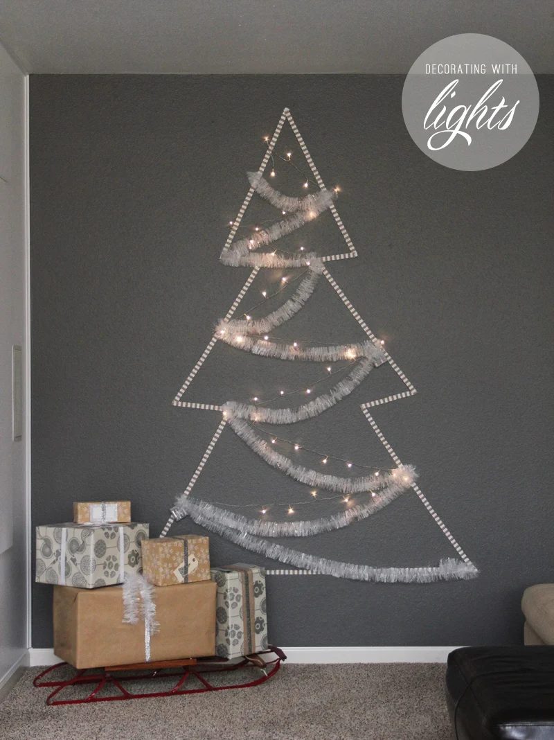ribbon and christmas light tree wall art - Warm Hot Chocolate via @Bekob