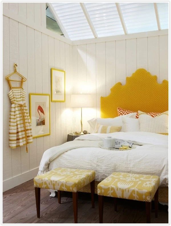 Bright yellow accents on white