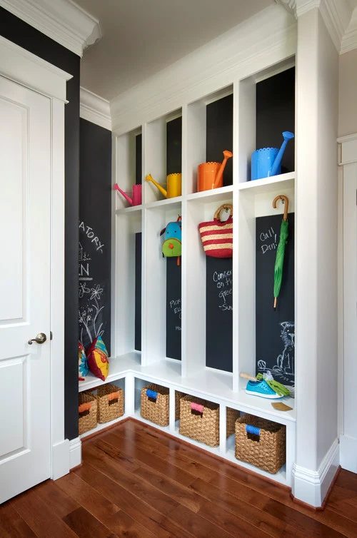Chalkboard Lockers In Mudroom