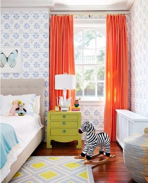 orange yellow and blue room