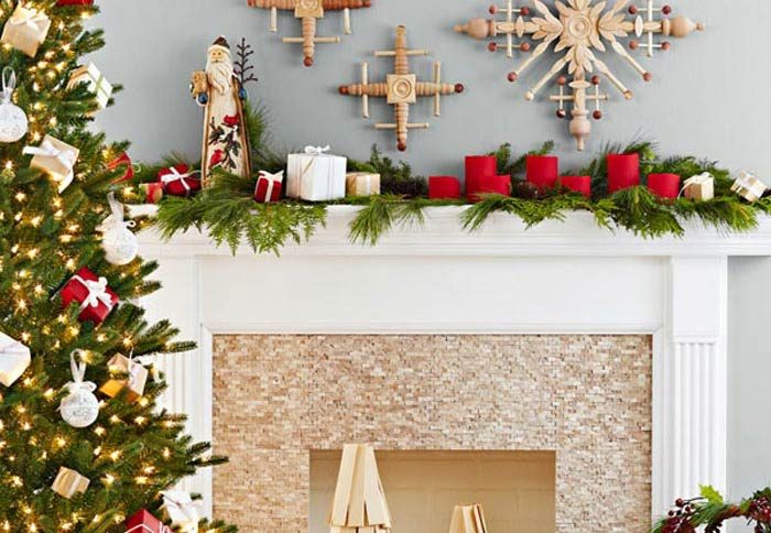 Holiday (or Christmas) mantel options, traditional handmade by Lowe's Creative options