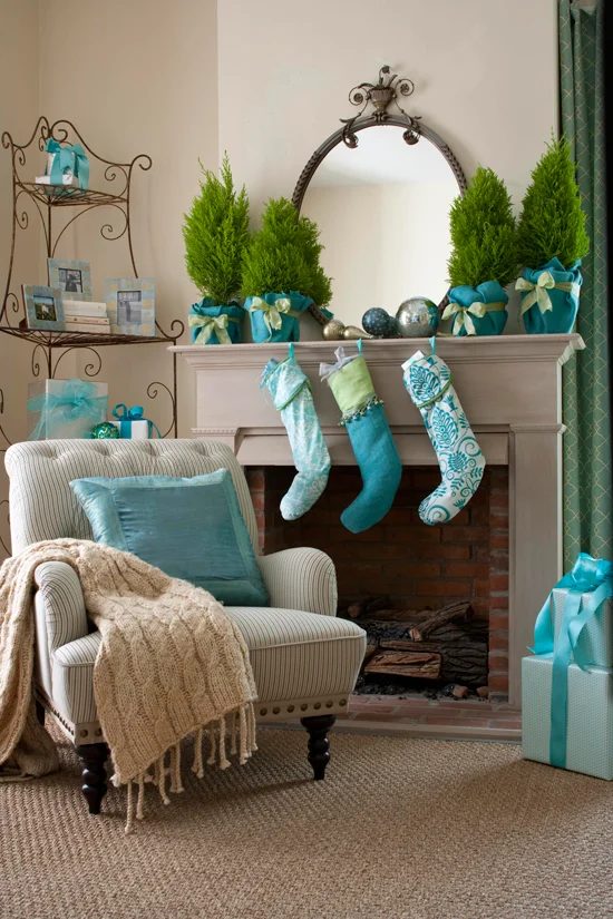 Holiday (or Christmas) mantel options, Blue by Traditional Home (2)