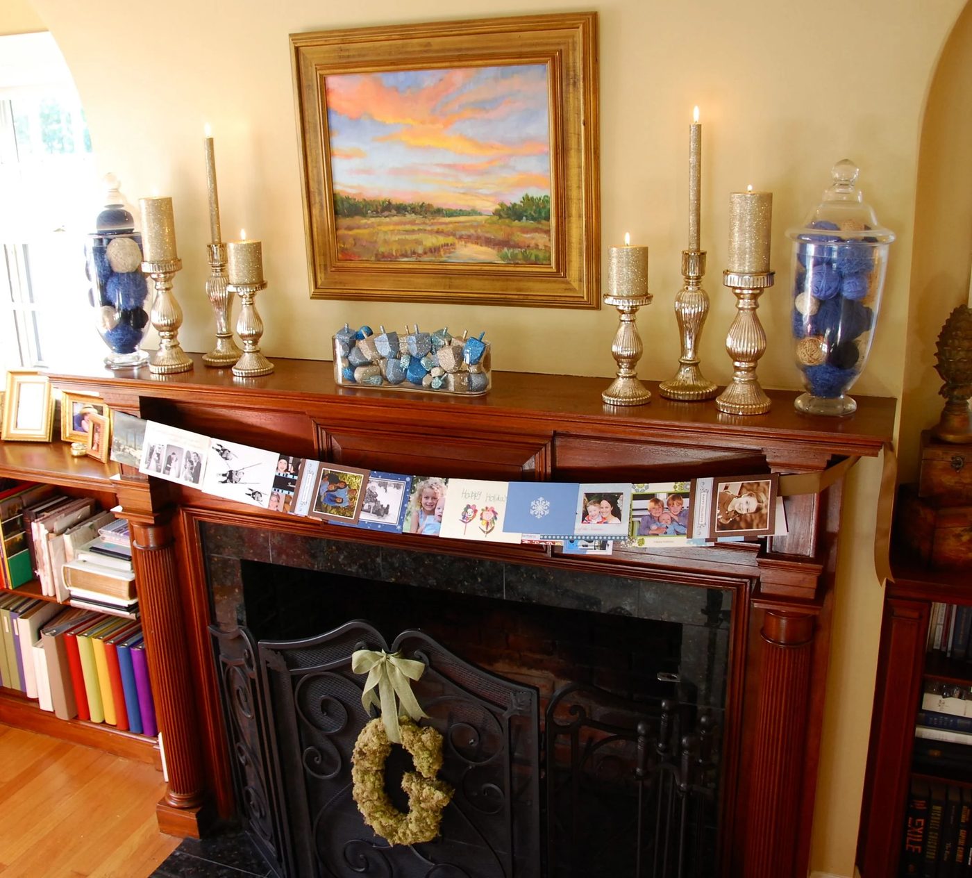 Holiday mantel options, candles for Hannukah by Felt So Cute