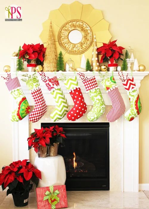 Holiday (or Christmas) mantel options, Red Gold and Lime by Positively Splendid