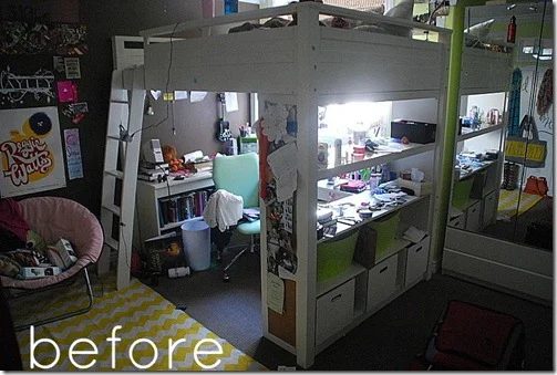 Tatertots & Jello basement bedroom before