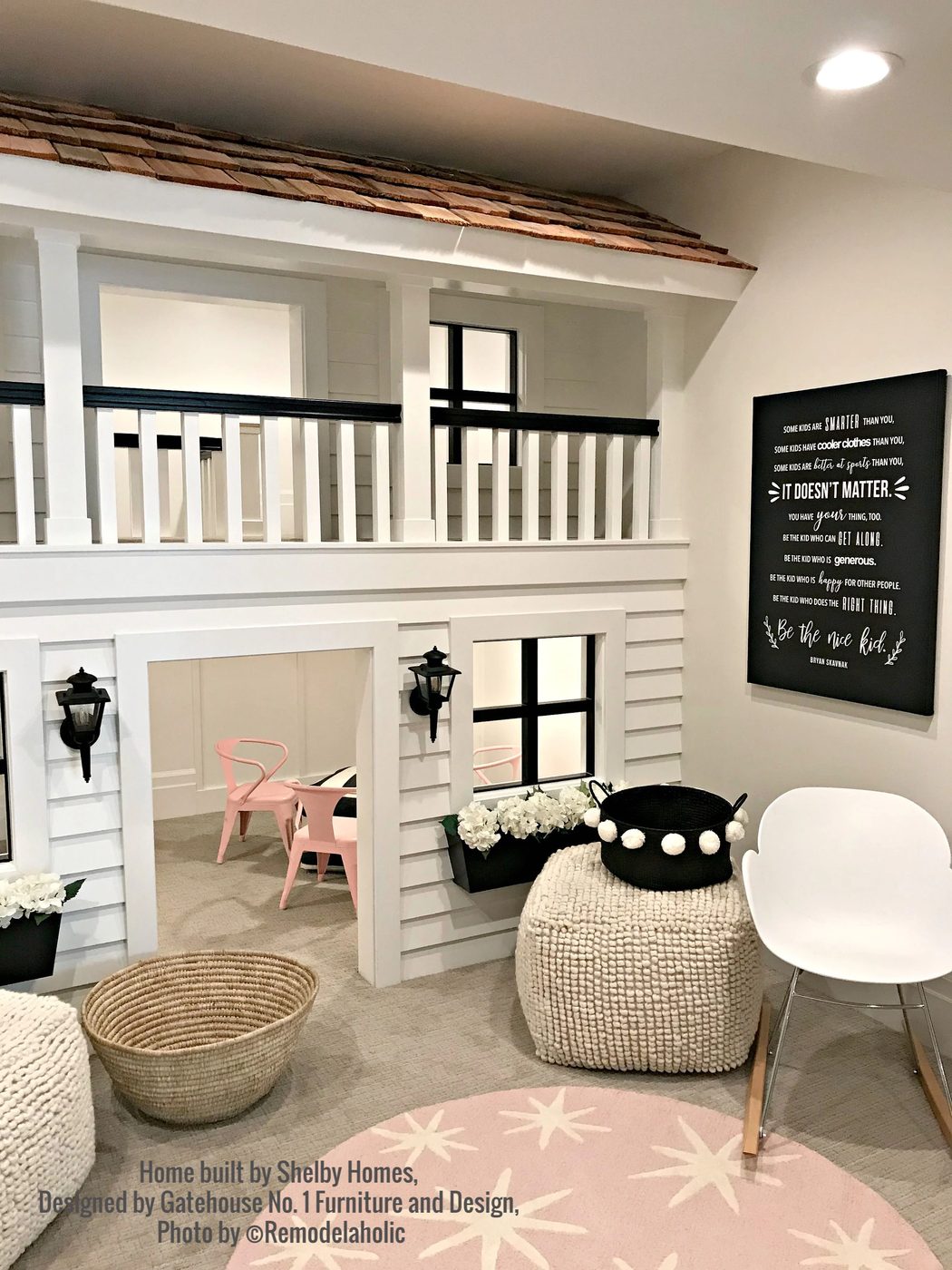 Kid Playroom, Playhouse With Pink Shelby Homes, Gatehouse No. 1 Furniture & Design (341).ed